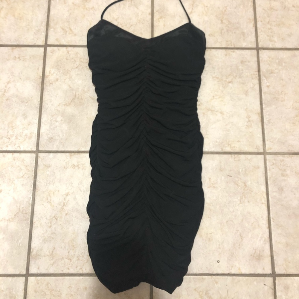 Size 4 Black Ruched Midi Dress